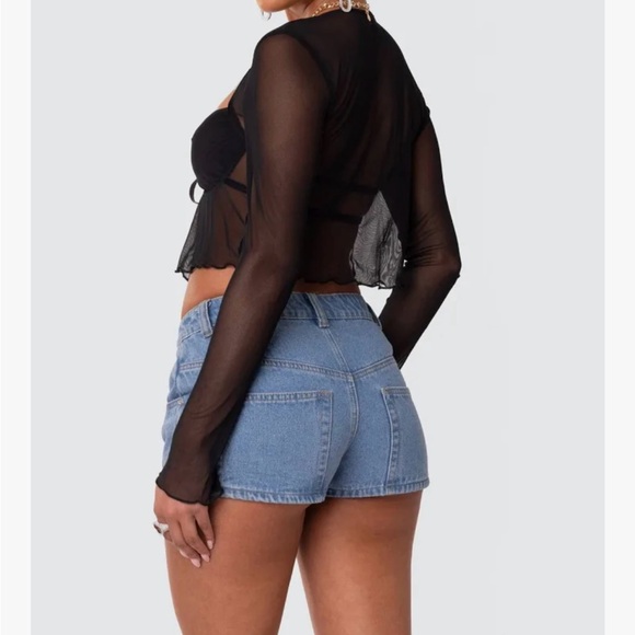 Edikted Women's Mesh Long Sleeve Bra Top - Picture 3 of 4